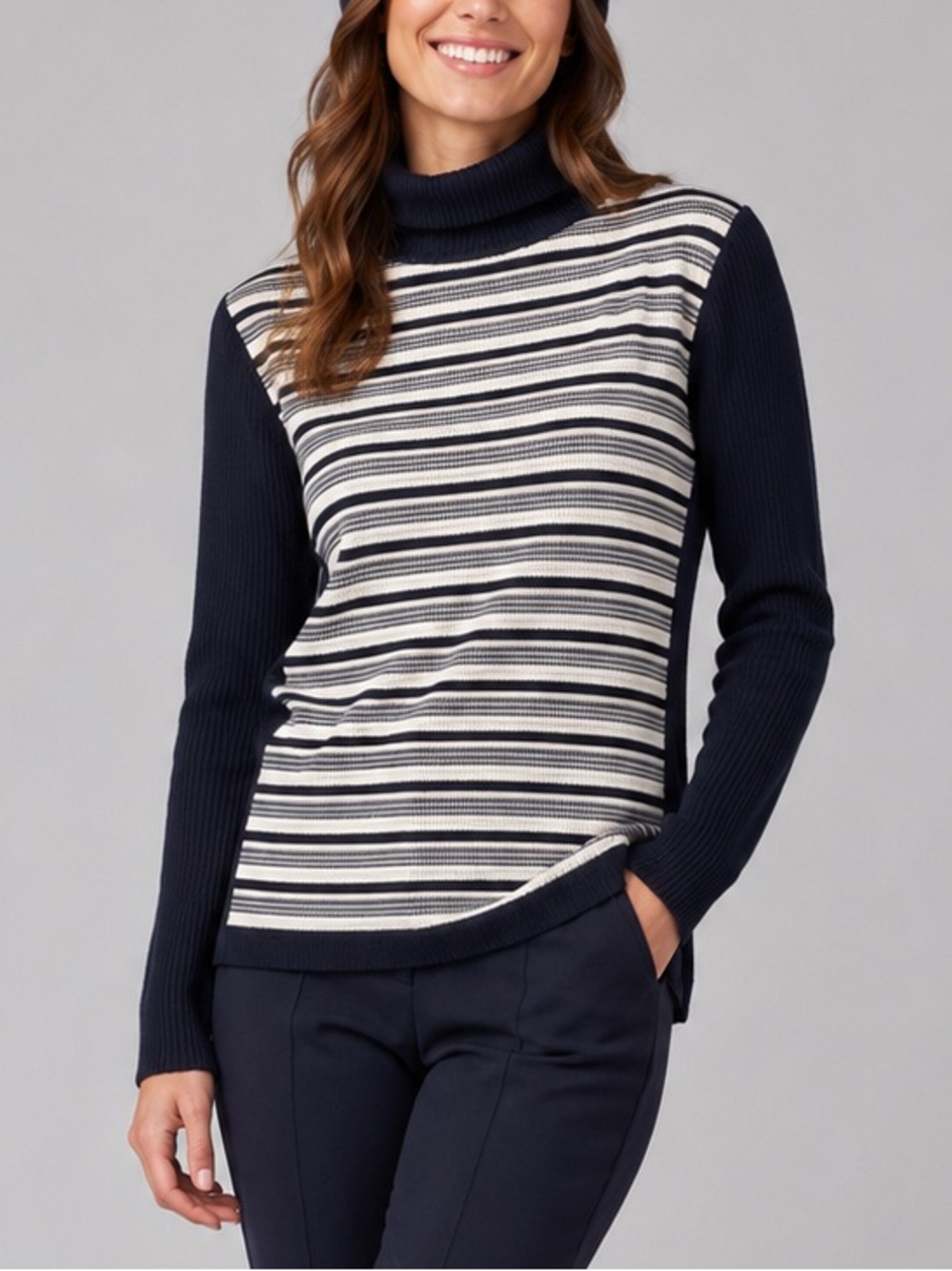 🆕🖤🤍 Alp N Rock Striped Black and White Sweater Turtleneck Sport Golf Casual